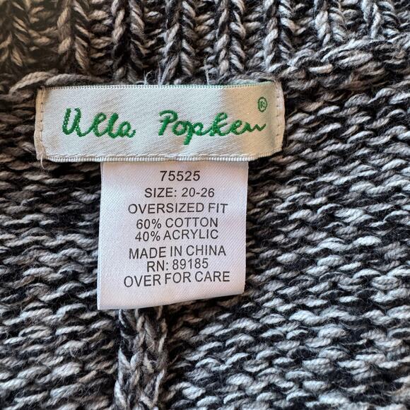 Ulla Popken Womens Sz 20-26 Cardigan Sweater Gray Short Sleeve Oversized Cozy - Picture 8 of 9